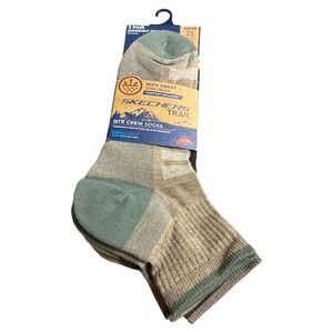 Skechers Trail 2 pk qtr Men's Multi-Color Crew mid weight Socks 9-12 new